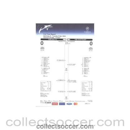 2004 - Chelsea v Stuttgart Full Time Report 09/03/2004 Champions League - Collect Soccer