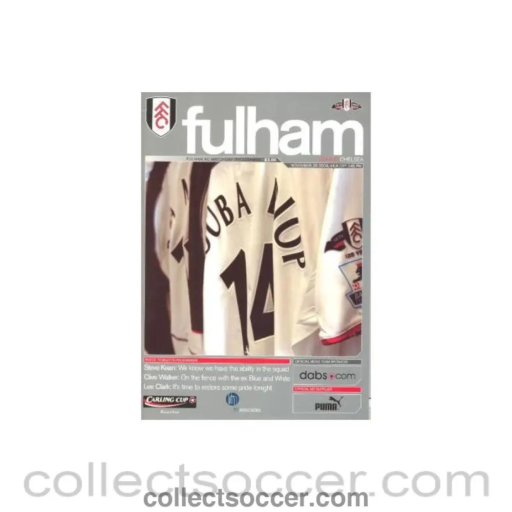 2004 - Fulham vChelsea official programme 30/11/2004 - Collect Soccer