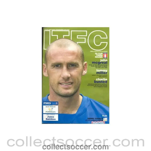 2004 - Ipswich Town v Derby County official programme 03/01/2004 F.A. Cup - Collect Soccer