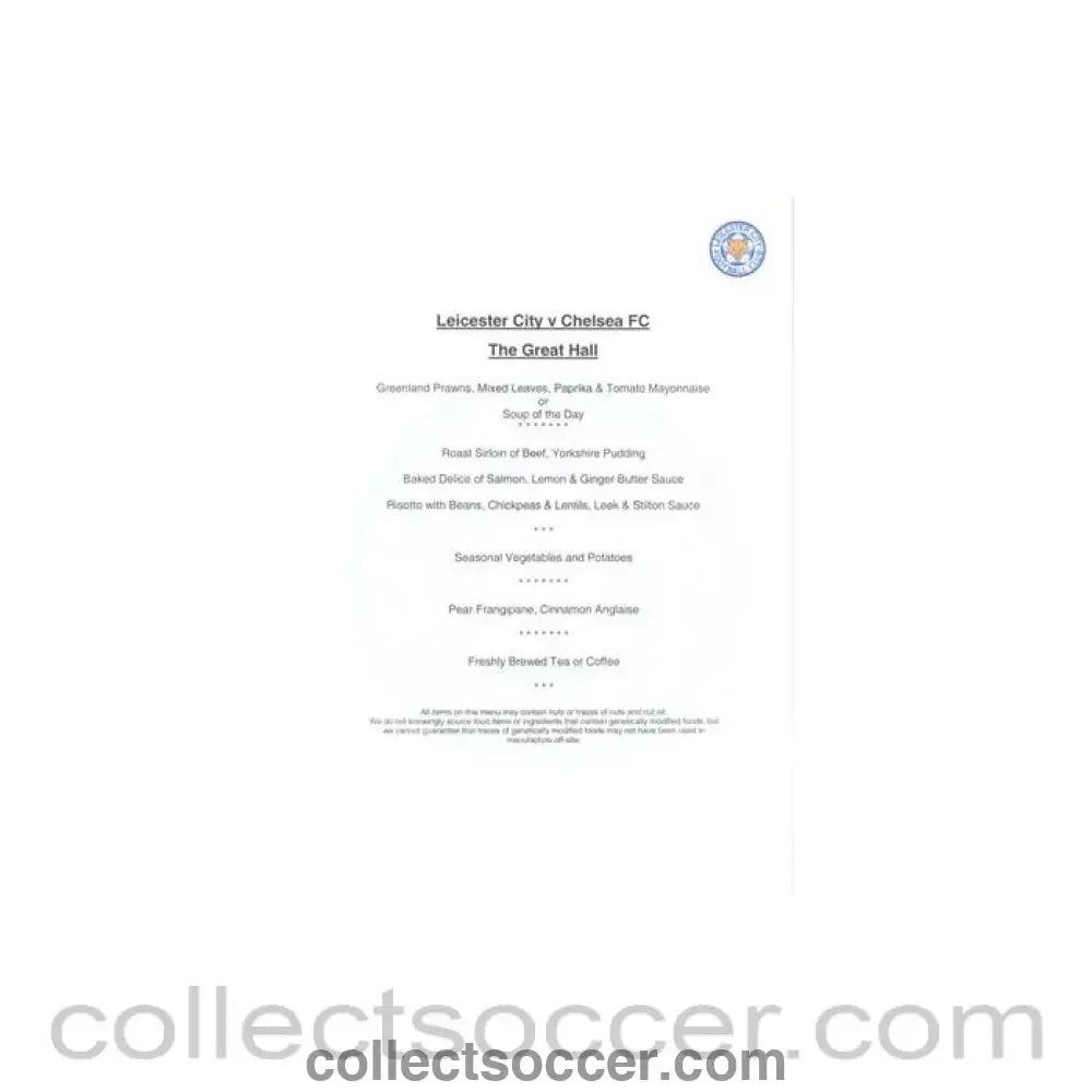 2004 - Leicester City v Chelsea menu 11/01/2004 - Collect Soccer