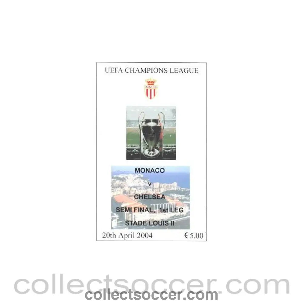 2004 - Monaco vChelsea unofficial programme 20/04/2004 pirate
