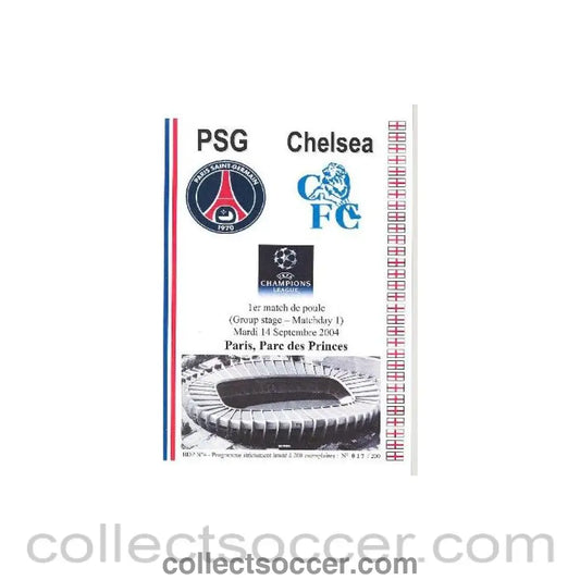 2004 - Paris St. Germain vChelsea official programme 14/09/2004 pirate 4 pages