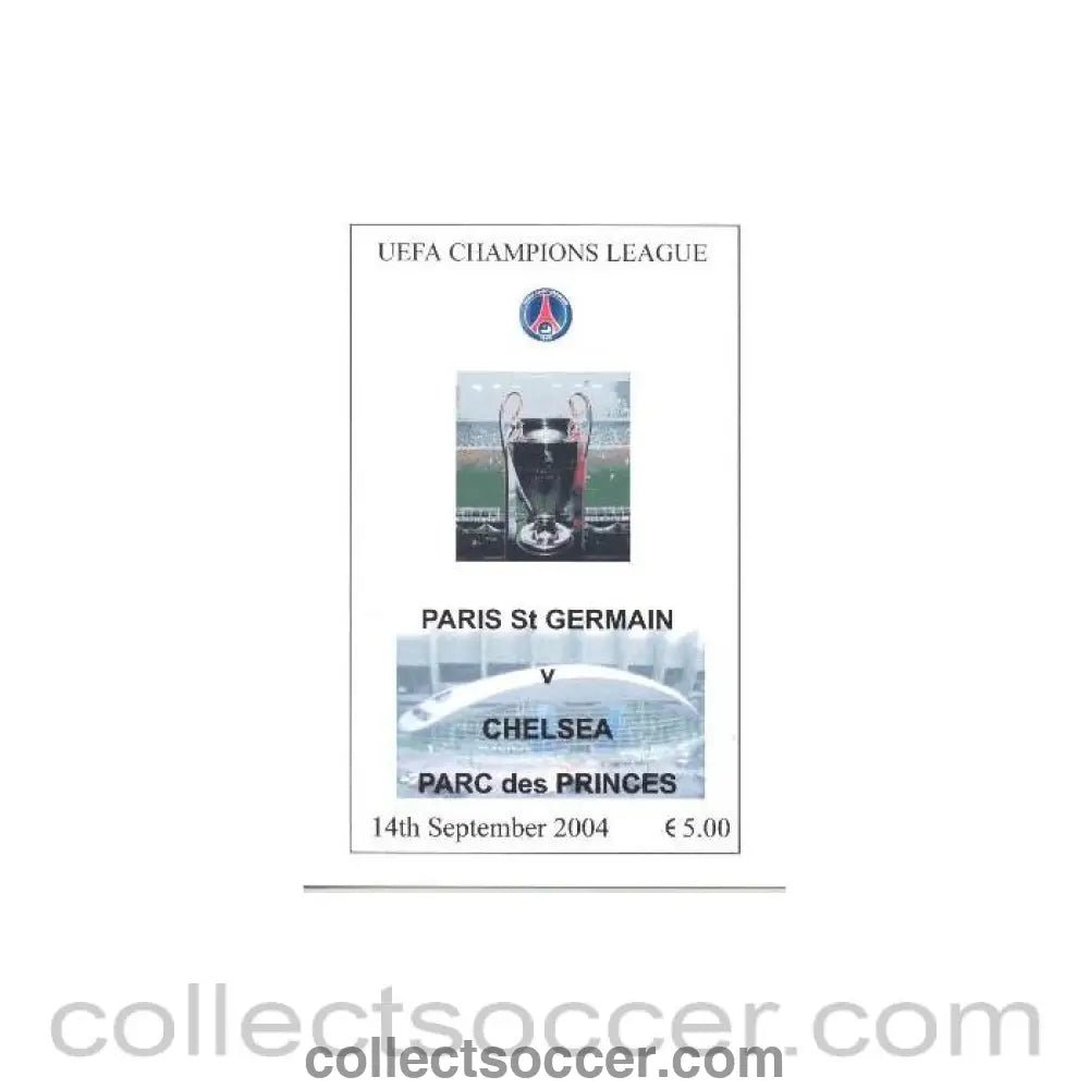 2004 - Paris St. Germain vChelsea unofficial programme 14/09/2004 pirate - Collect Soccer