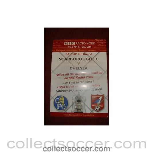2004 - Scarborough v Chelsea 24/01/2004 poster FA Cup 29.5 x 42 cm BBC production