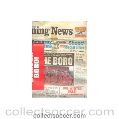 2004 - Scarborough v Chelsea Scarborough Evening News newspaper of 23/01/2004 - Collect Soccer
