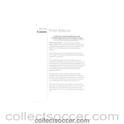 2004 - Stuttgart v Chelsea Canon Press Release 25/02/2004 Chamions League - Collect Soccer