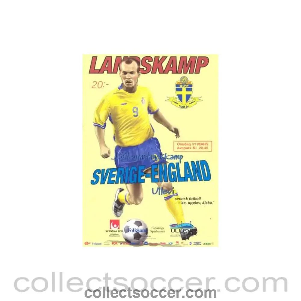 2004 Sweden v England official programme 31/03/2004 - Collect Soccer