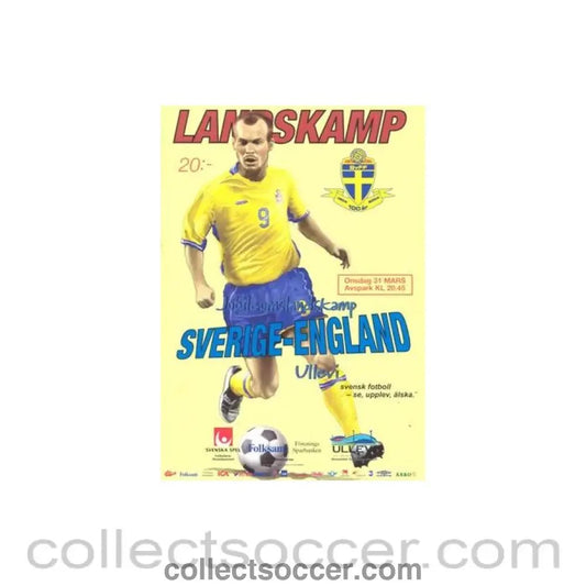 2004 Sweden v England official programme 31/03/2004 - Collect Soccer