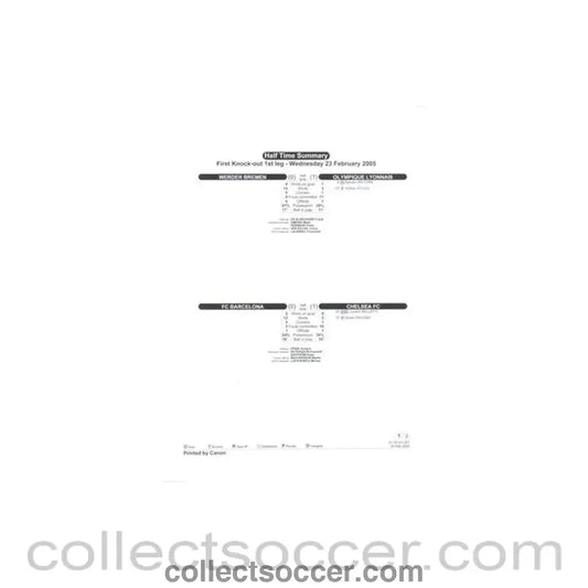 2005 - Barcelona v Chelsea Half Time Summary 23/02/2005 Champions League