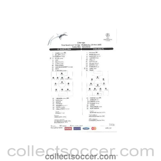 2005 - Barcelona v Chelsea line-ups 23/02/2005