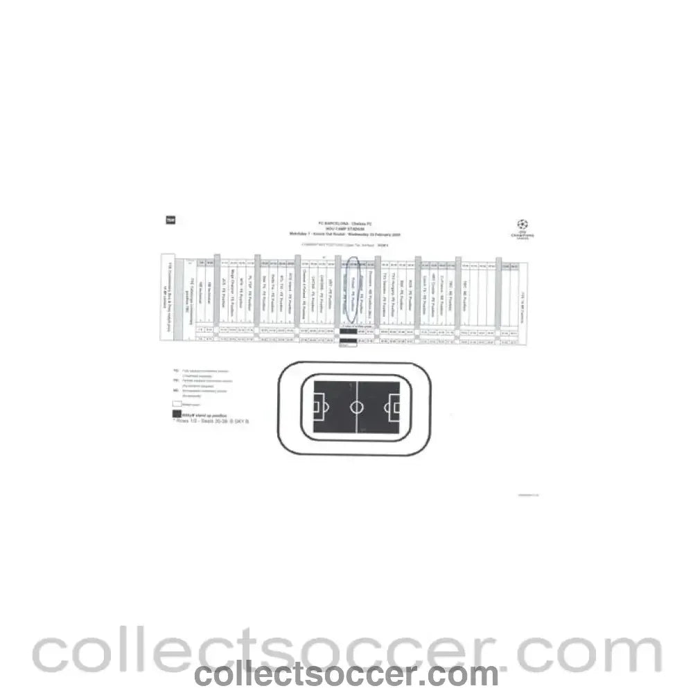 2005 - Barcelona v Chelsea Media Commentary Positions at Nou Camp Stadium Plan 23/02/2005 Champions League - Collect Soccer