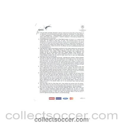 2005 - Barcelona v Chelsea press pack update 23/02/2005 Champions League - Collect Soccer
