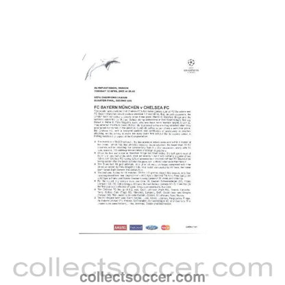2005 - Bayern Munich v Chelsea press pack 12/04/2005 - Collect Soccer