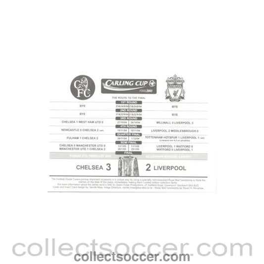 2005 Carling Cup Final Chelsea v Liverpool - The Route to the Final card