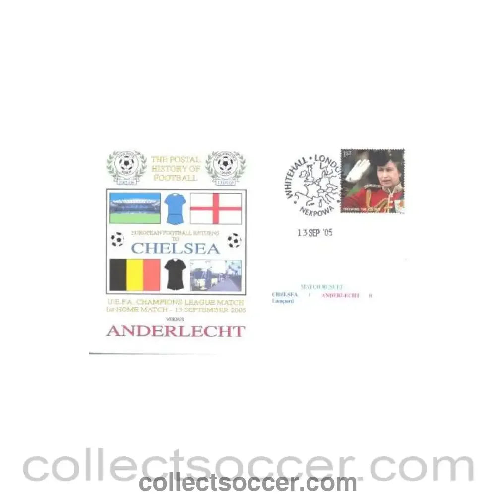2005 - Chelsea v Anderlecht first day cover of 13/09/2005