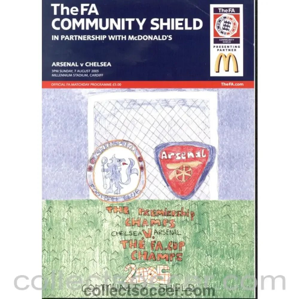 2005 Community Shield Programme Arsenal v Chelsea - Collect Soccer
