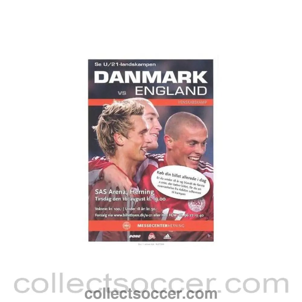 2005 Denmark v England flyer U21 - Collect Soccer