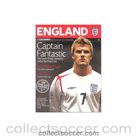 2005 England v Colombia official programme magazine 31/05/2005 - Collect Soccer