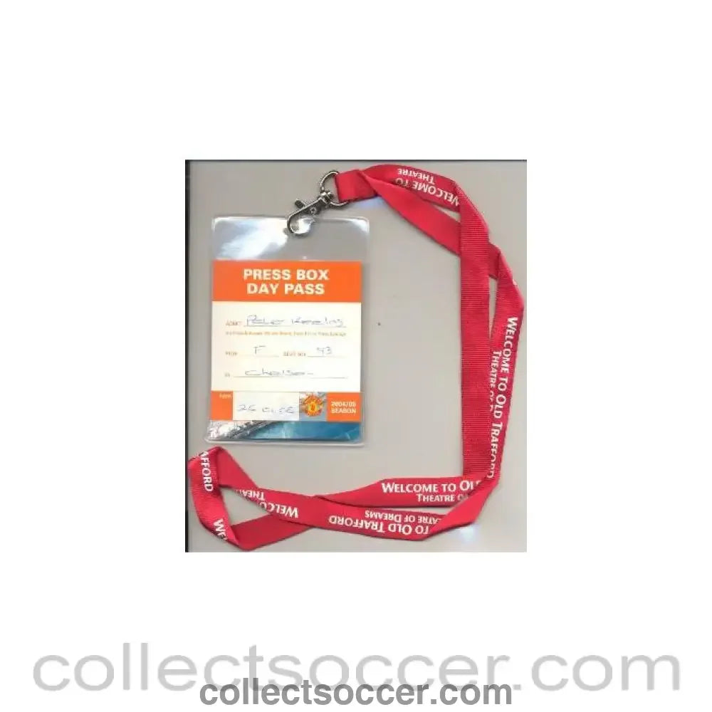 2005 - Manchester United v Chelsea Press Box Day Pass of 26/01/2005
