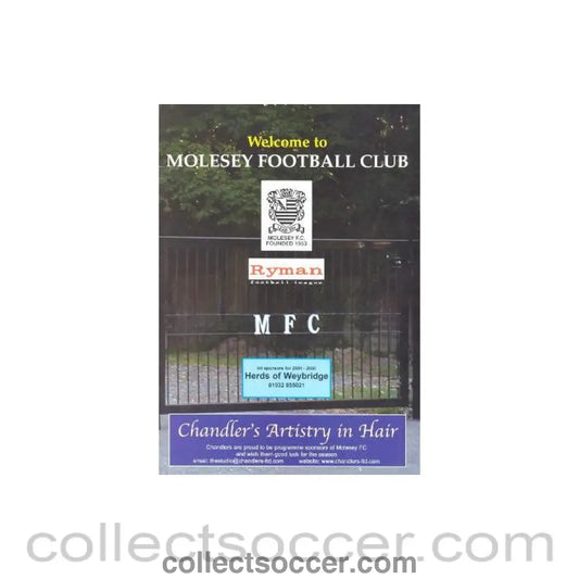 2005 - Molesey Community Team vChelsea Old Boys official programme 13/02/2005 - Collect Soccer
