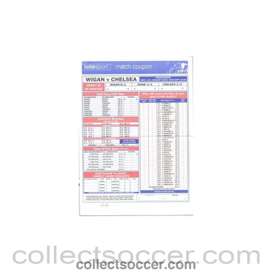 2005 - Wigan v Chelsea Match Coupon 14/08/2005