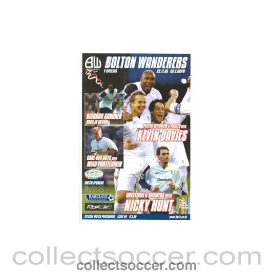 2006 - Bolton Wanderers vChelsea official programme 29/11/2006