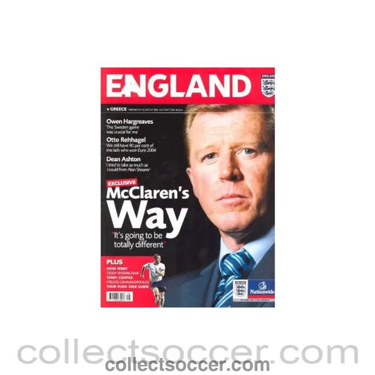 2006 England v Greece official programme magazine 16/08/2006 - Collect Soccer