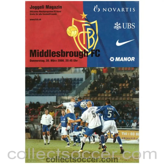 2006 FC Basel v Middlesbrough UEFA Cup Official Programme - Collect Soccer