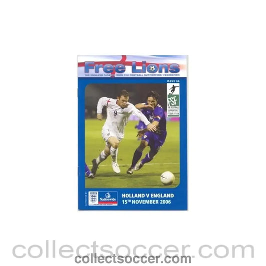 2006 Holland v England EFST programme 15/11/2006 Free Lions