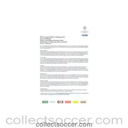 2006 - Levski Sofia Bulgaria v Chelsea match preview 27/09/2006 Champions League - Collect Soccer
