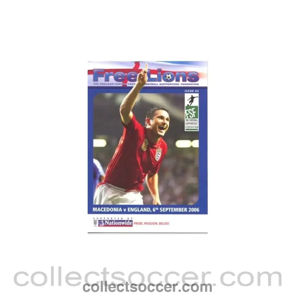2006 Macedonia v England EFST programme 06/09/2006 Free Lions