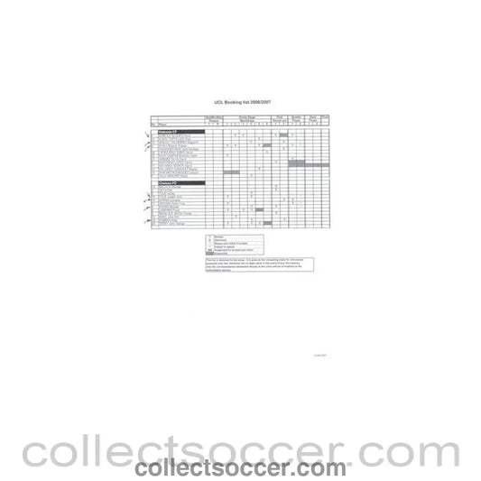2006 - Valencia v Chelsea 10/04/2007 Champions League Booking List 2006-2007