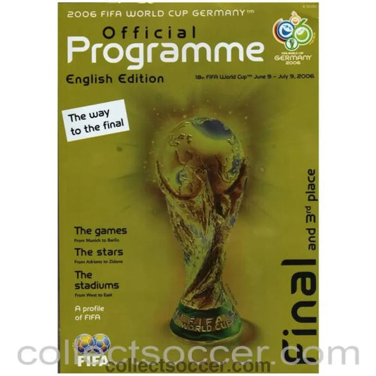2006 World Cup Final Official Programme Final and 3rd Place German Edition - Collect Soccer