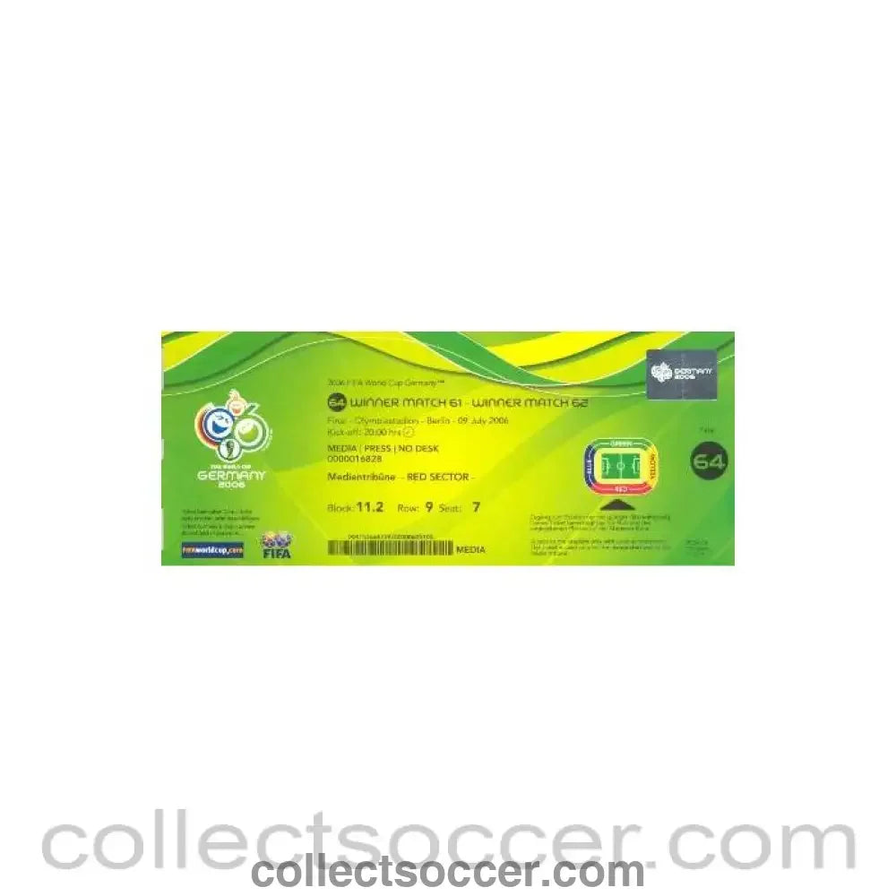 2006 - World Cup Germany 2006 Winner Match 61 v Winner Match 62 press pass 09/06/2006