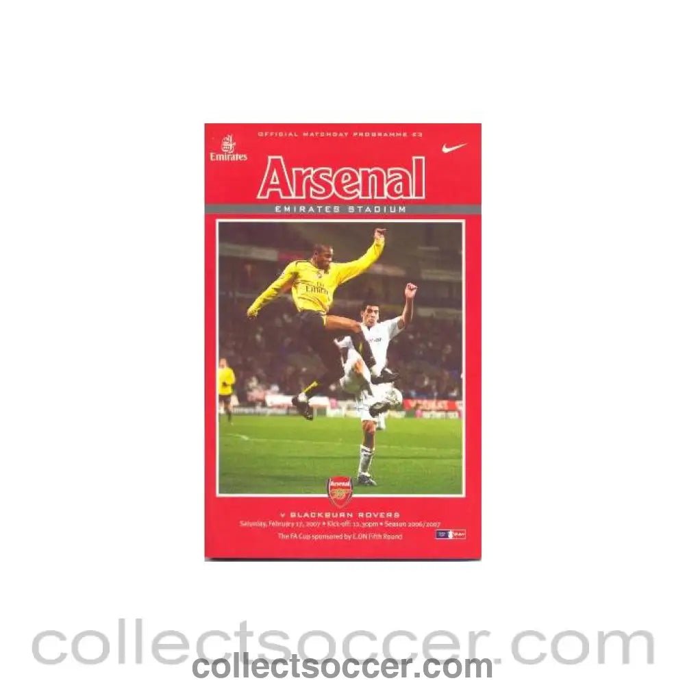 2007 - Arsenal v Blackburn Rovers official programme 17/02/2007 - Collect Soccer