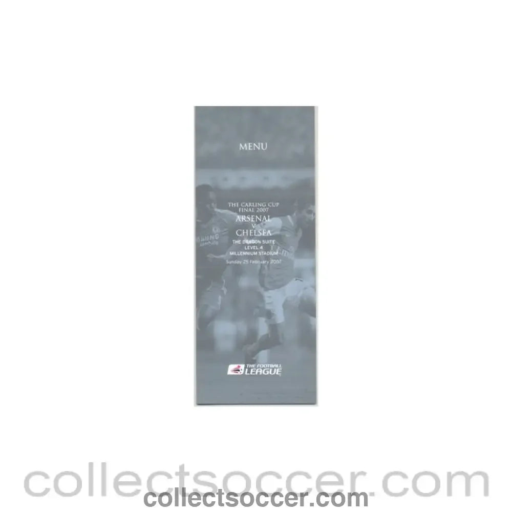 2007 - Arsenal v Chelsea Carling Cup Final 2007 Menu 25/02/2007