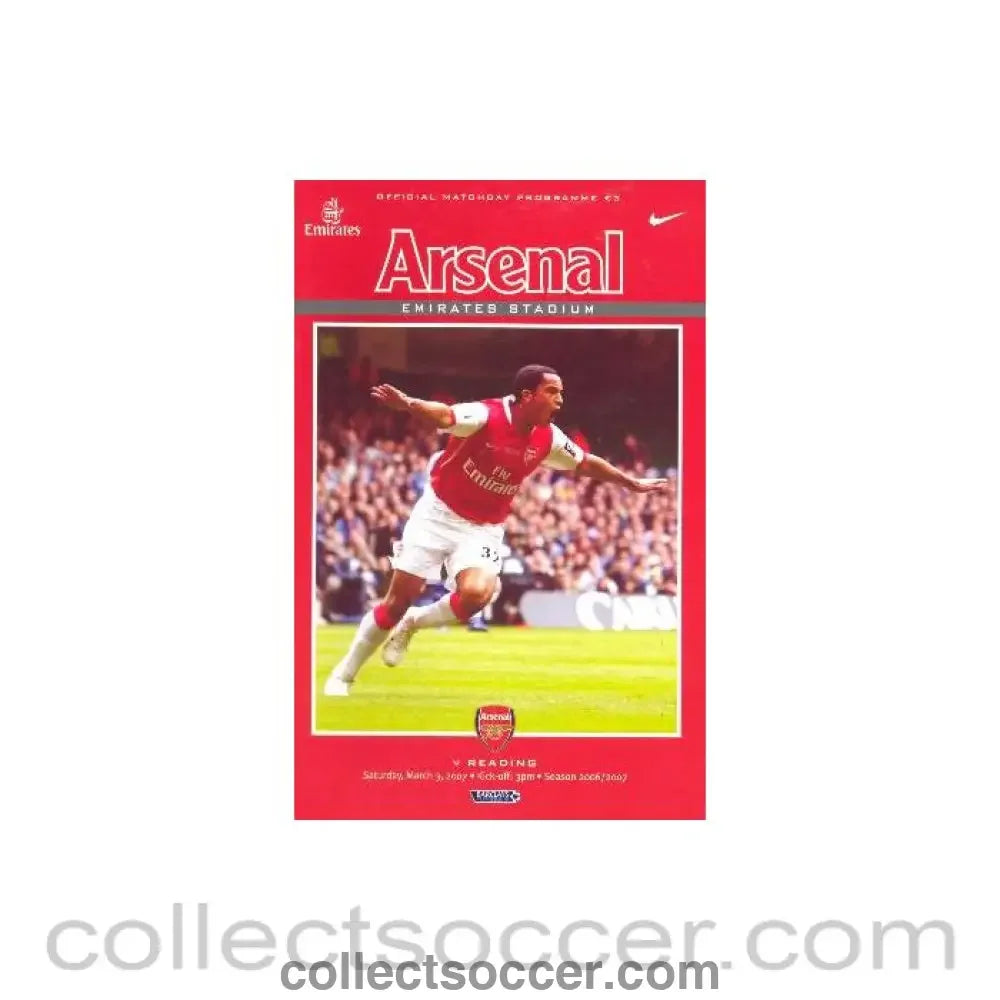 2007 - Arsenal v Reading official programme 03/03/2007