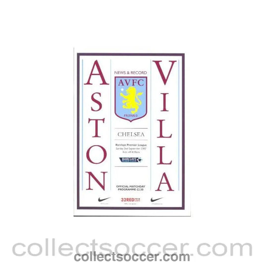 2007 - Aston Villa vChelsea official programme 02/09/2007 Premier League - Collect Soccer