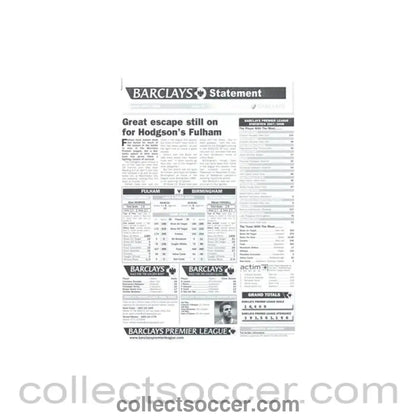2007 - Baclays Statement - Barclays Premier League Statistics 2007-2008 - Collect Soccer