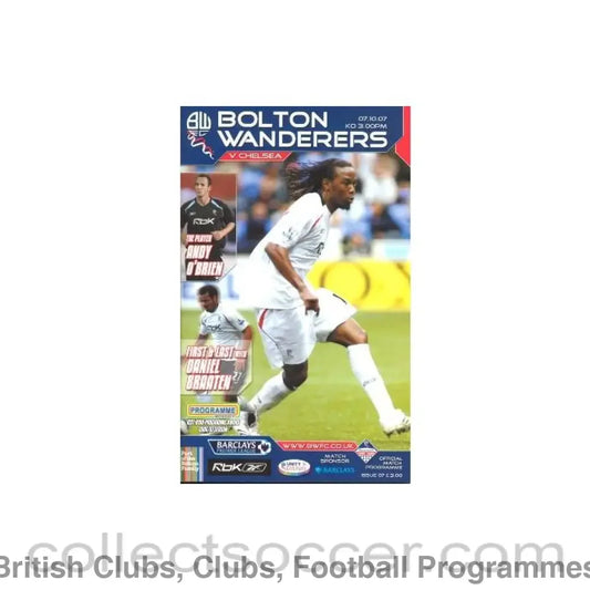 2007 - Bolton Wanderers vChelsea official programme 07/10/2007 Premier League