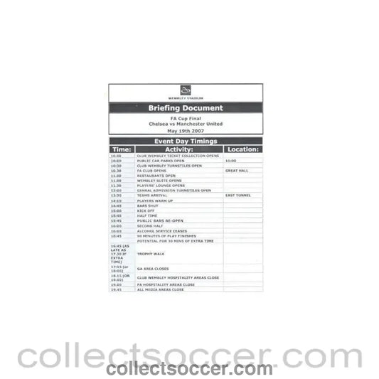 2007 FA Cup Final Briefing Document - Collect Soccer
