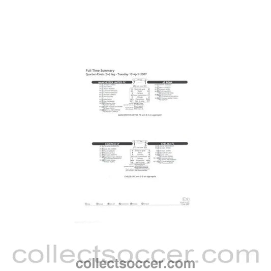 2007 - Valencia v Chelsea Full Time Summary black & white 10/04/2007 Champions League