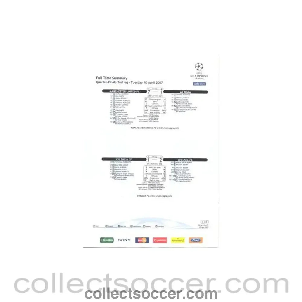 2007 - Valencia v Chelsea Full Time Summary colour 10/04/2007 Champions League