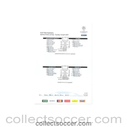 2007 - Valencia v Chelsea Full Time Summary colour 10/04/2007 Champions League