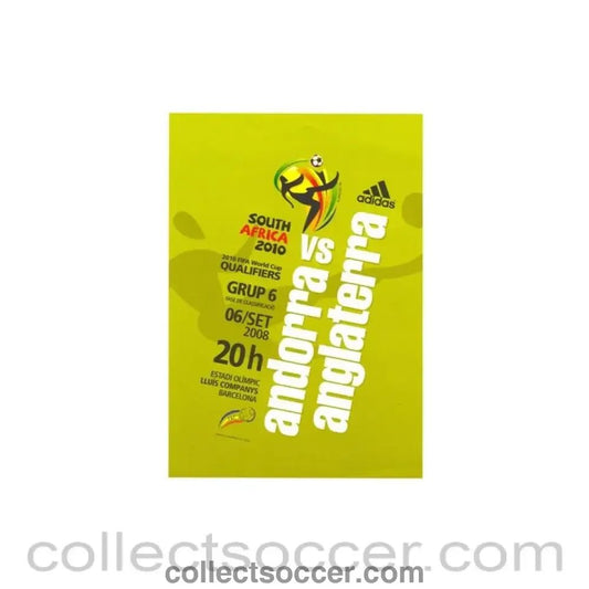 2008 Andorra v England official programme 20/09/2008 - Collect Soccer