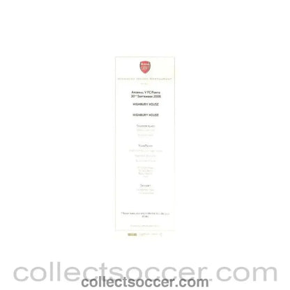 2008 - Arsenal v Porto menu 30.09.2008 - Collect Soccer
