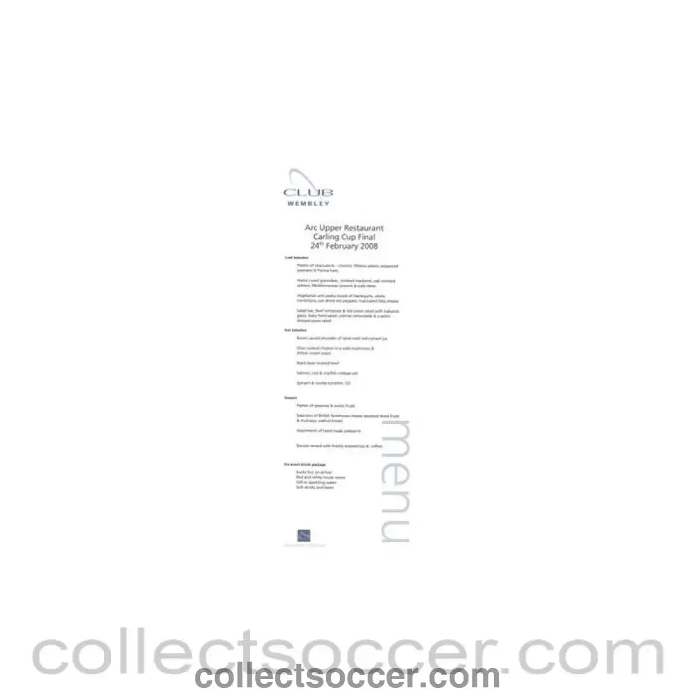 2008 Carling Cup Final at Wembley menu 24/02/2008 - Collect Soccer