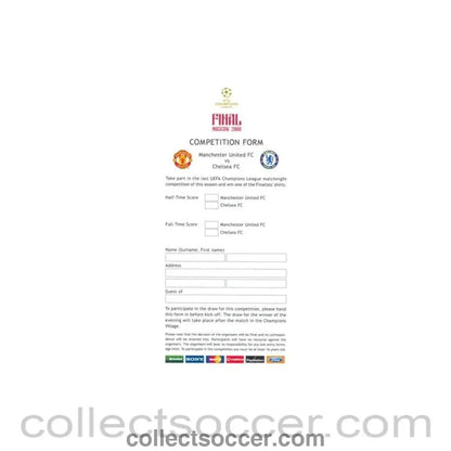 2008 Champions League Final in Moscow Competition Form Russian produced in English - Collect Soccer