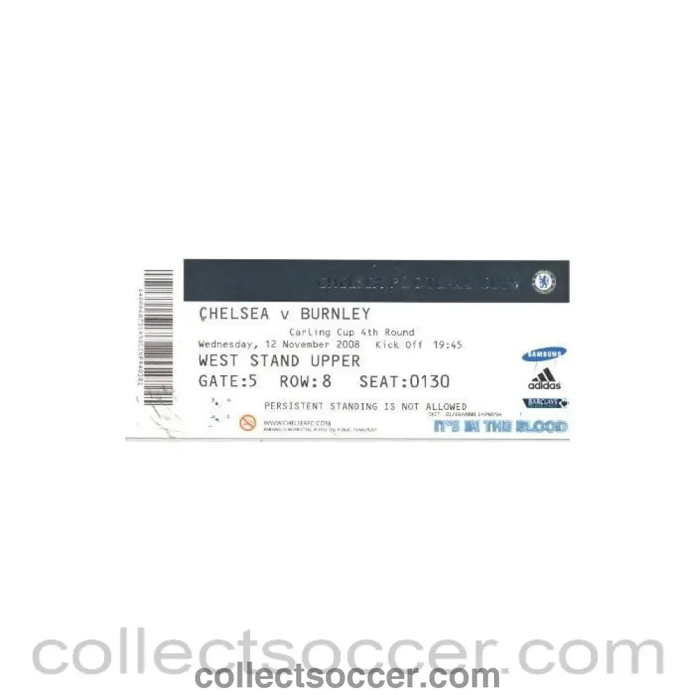2008 - Chelsea v Burnley ticket 12/11/2008 - Collect Soccer