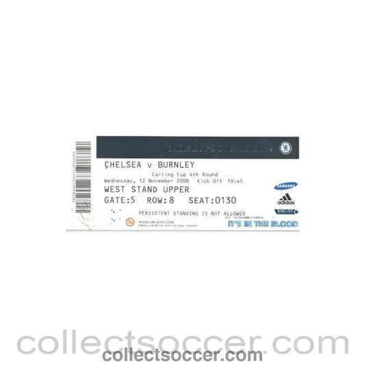 2008 - Chelsea v Burnley ticket 12/11/2008